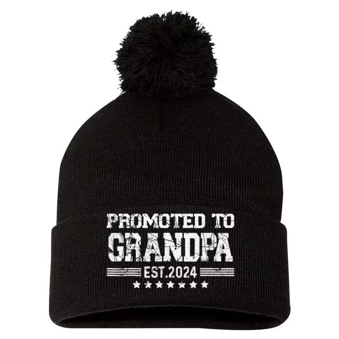 Promoted to Grandpa 2024 Soon To Be Popi Funny New Dad Pom Pom 12in Knit Beanie