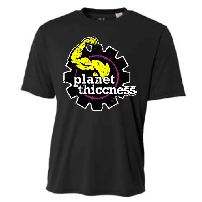 Planet Thiccness Gym Thickness Funny Joke Workout Lover Cooling Performance Crew T-Shirt