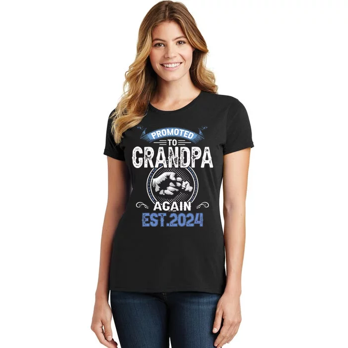 Promoted To Grandpa Again Funny Pregnancy Announcement 2024 Women's T-Shirt