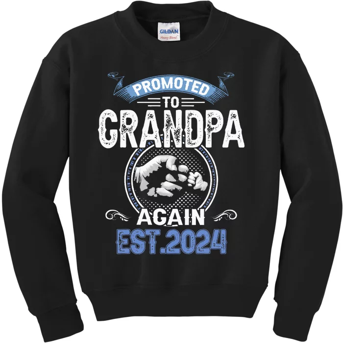 Promoted To Grandpa Again Funny Pregnancy Announcement 2024 Kids Sweatshirt