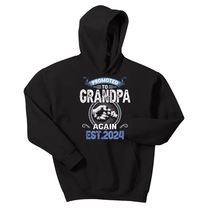 Promoted To Grandpa Again Funny Pregnancy Announcement 2024 Kids Hoodie