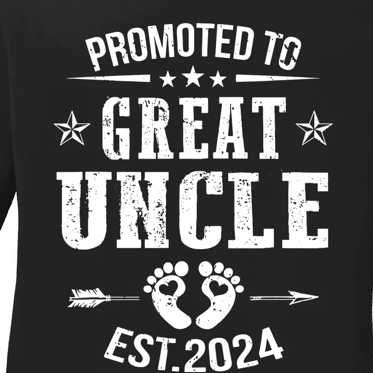 Promoted To Great Uncle Est 2024 Soon To Be Uncle Ladies Long Sleeve Shirt