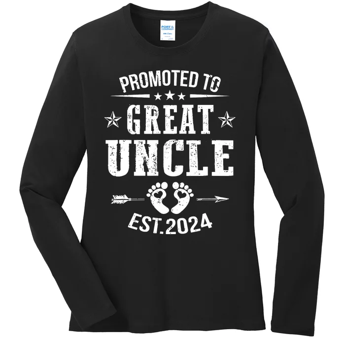 Promoted To Great Uncle Est 2024 Soon To Be Uncle Ladies Long Sleeve Shirt