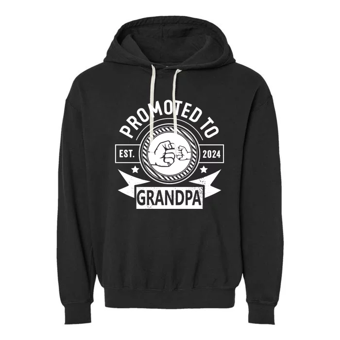 Promoted To Grandpa Est 2024 Soon To Be Grandpa Funny Pregnancy Announcement Garment-Dyed Fleece Hoodie