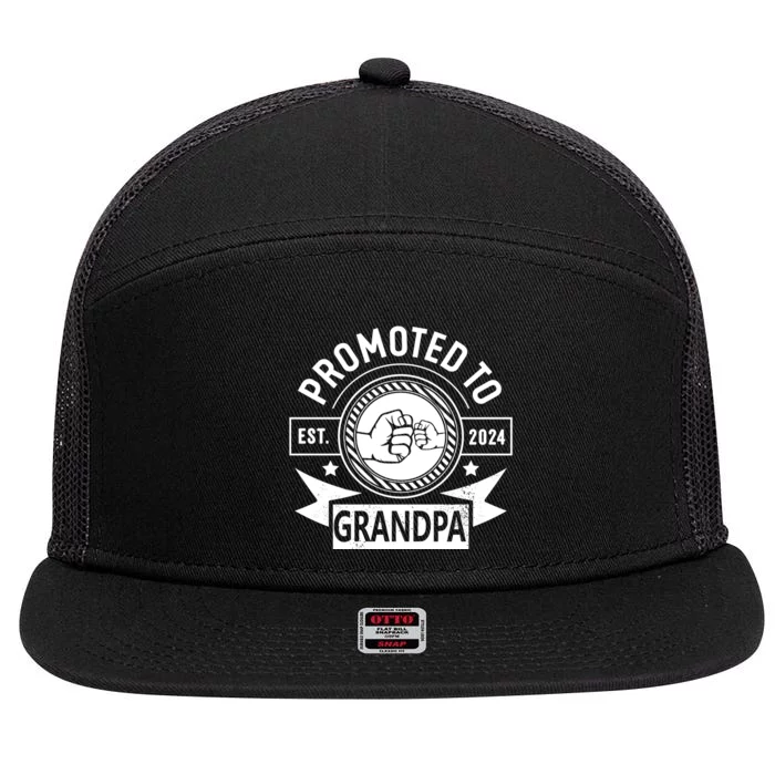 Promoted To Grandpa Est 2024 Soon To Be Grandpa Funny Pregnancy Announcement 7 Panel Mesh Trucker Snapback Hat