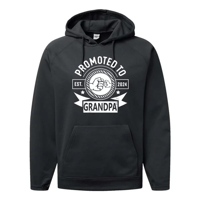 Promoted To Grandpa Est 2024 Soon To Be Grandpa Funny Pregnancy Announcement Performance Fleece Hoodie