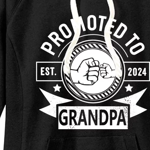 Promoted To Grandpa Est 2024 Soon To Be Grandpa Funny Pregnancy Announcement Women's Fleece Hoodie