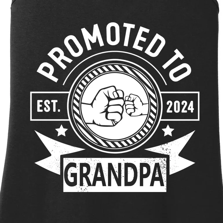 Promoted To Grandpa Est 2024 Soon To Be Grandpa Funny Pregnancy Announcement Ladies Essential Tank