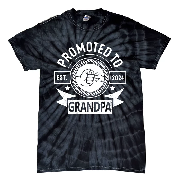 Promoted To Grandpa Est 2024 Soon To Be Grandpa Funny Pregnancy Announcement Tie-Dye T-Shirt