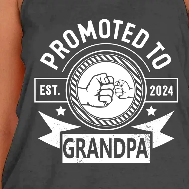 Promoted To Grandpa Est 2024 Soon To Be Grandpa Funny Pregnancy Announcement Women's Knotted Racerback Tank