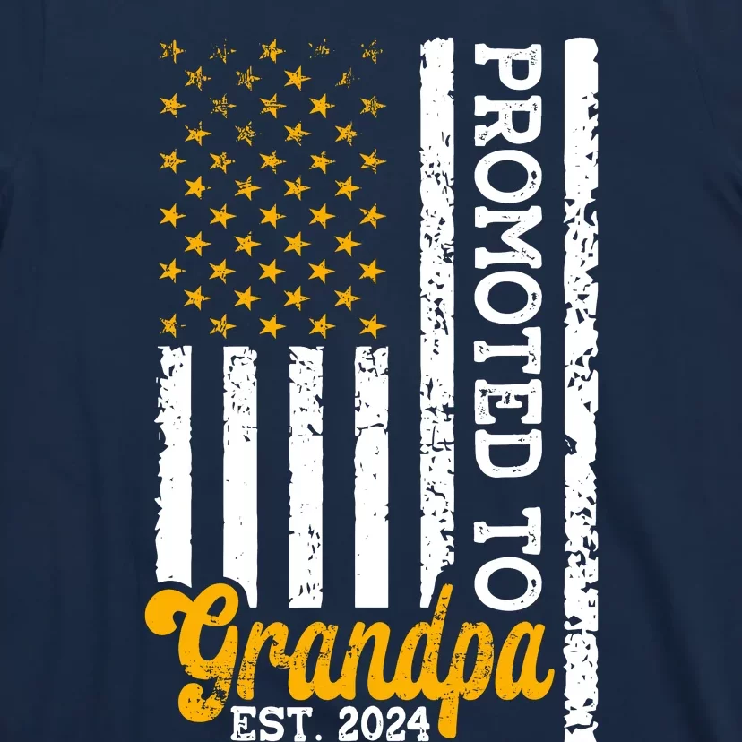 Promoted To Grandpa Est 2024 First Time Grandpa Patriotic T-Shirt