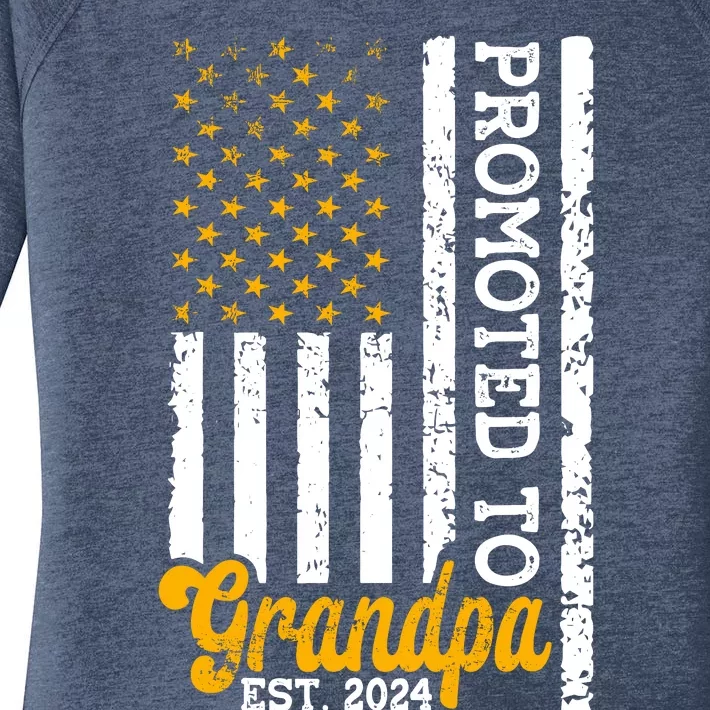 Promoted To Grandpa Est 2024 First Time Grandpa Patriotic Women's Perfect Tri Tunic Long Sleeve Shirt