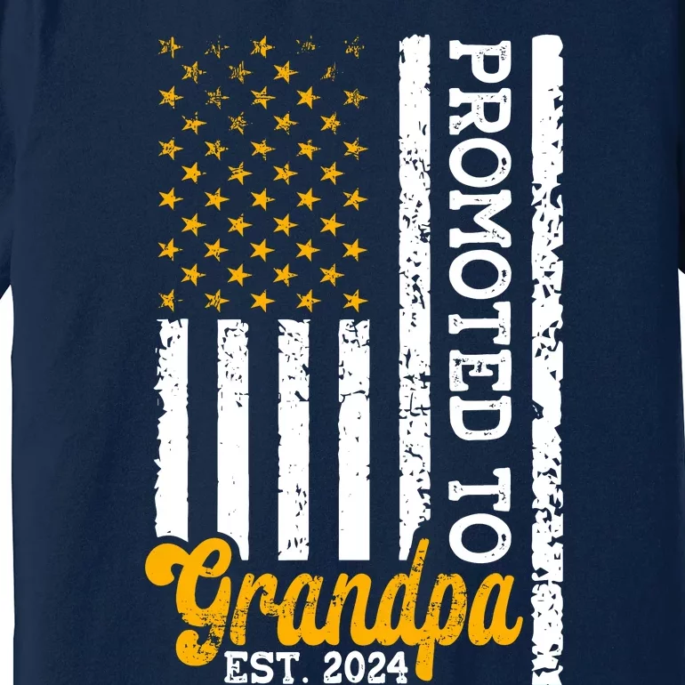 Promoted To Grandpa Est 2024 First Time Grandpa Patriotic Premium T-Shirt