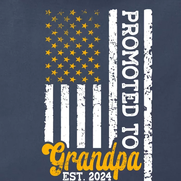 Promoted To Grandpa Est 2024 First Time Grandpa Patriotic Zip Tote Bag