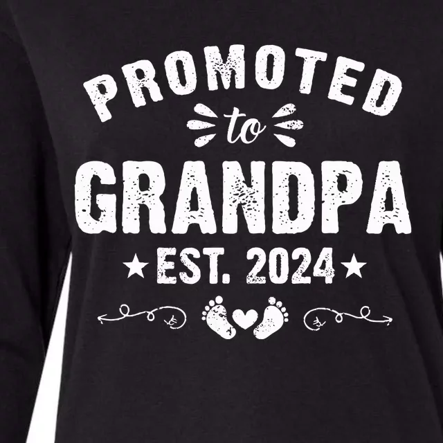 Promoted To Grandpa 2024 SoonToBe Grandfather New Grandpa Womens Cotton Relaxed Long Sleeve T-Shirt