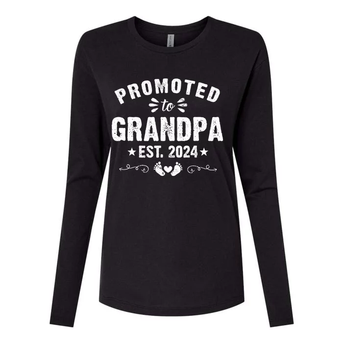 Promoted To Grandpa 2024 SoonToBe Grandfather New Grandpa Womens Cotton Relaxed Long Sleeve T-Shirt