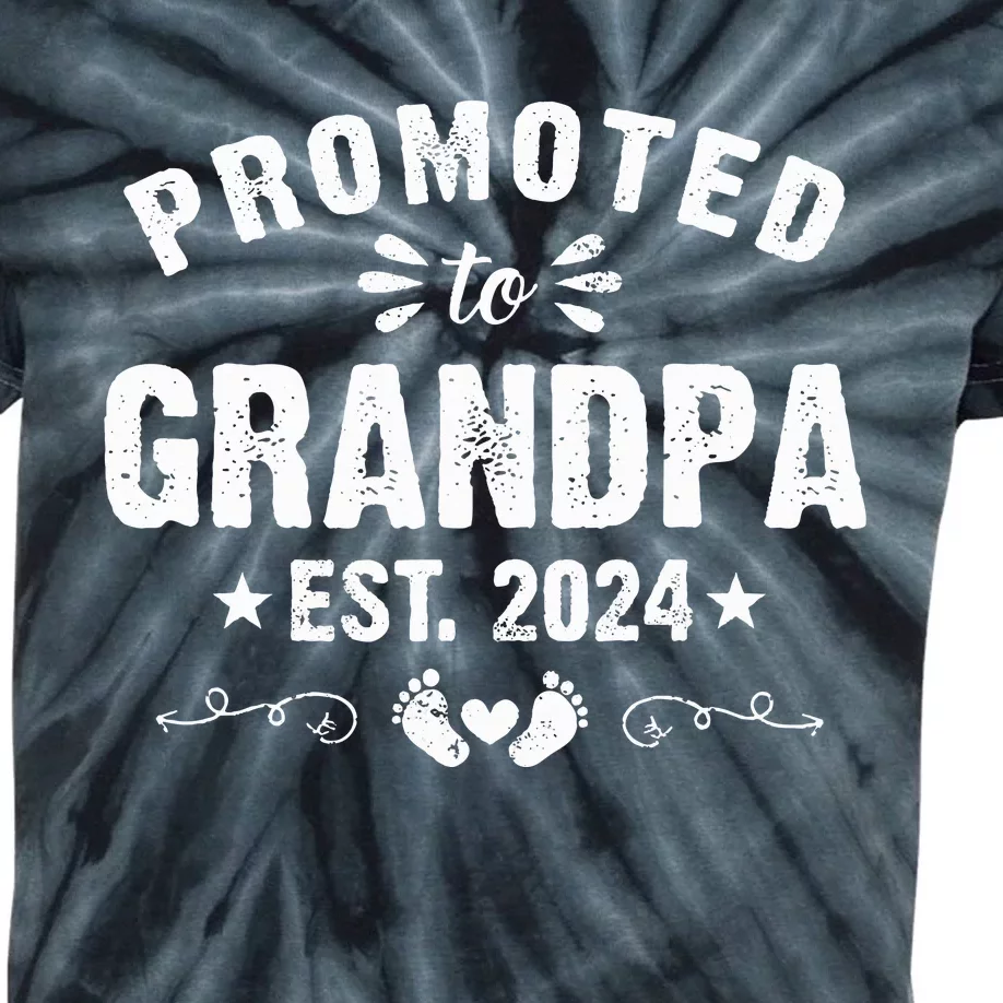 Promoted To Grandpa 2024 SoonToBe Grandfather New Grandpa Kids Tie-Dye T-Shirt