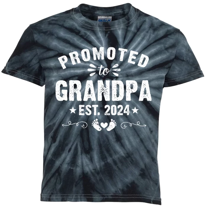 Promoted To Grandpa 2024 SoonToBe Grandfather New Grandpa Kids Tie-Dye T-Shirt