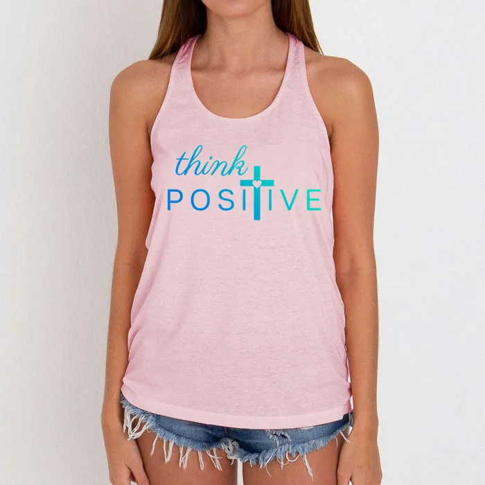 Positive Thinking God Loves You Cool Gift Women's Knotted Racerback Tank