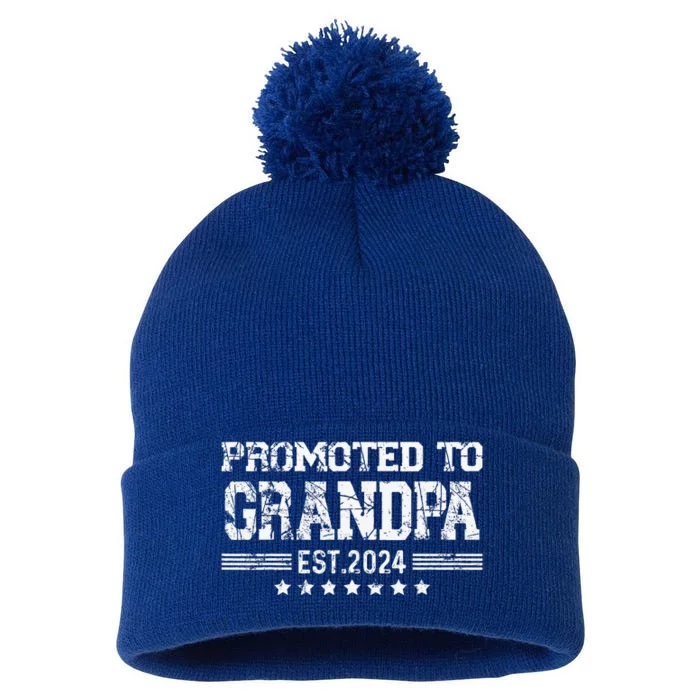 Promoted To Grandpa 2024 Soon To Be Popi Funny New Dad Pom Pom 12in Knit Beanie