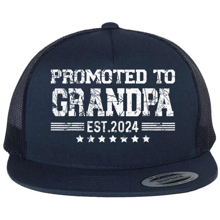 Promoted To Grandpa 2024 Soon To Be Popi Funny New Dad Flat Bill Trucker Hat