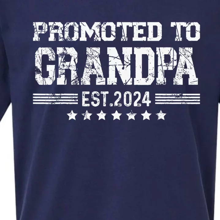 Promoted To Grandpa 2024 Soon To Be Popi Funny New Dad Sueded Cloud Jersey T-Shirt