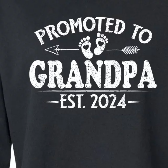 Promoted To Grandpa Est. 2024 Grandparents Baby Announcement Cropped Pullover Crew