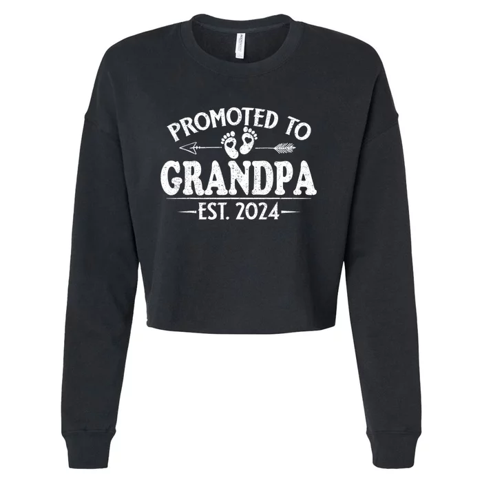 Promoted To Grandpa Est. 2024 Grandparents Baby Announcement Cropped Pullover Crew