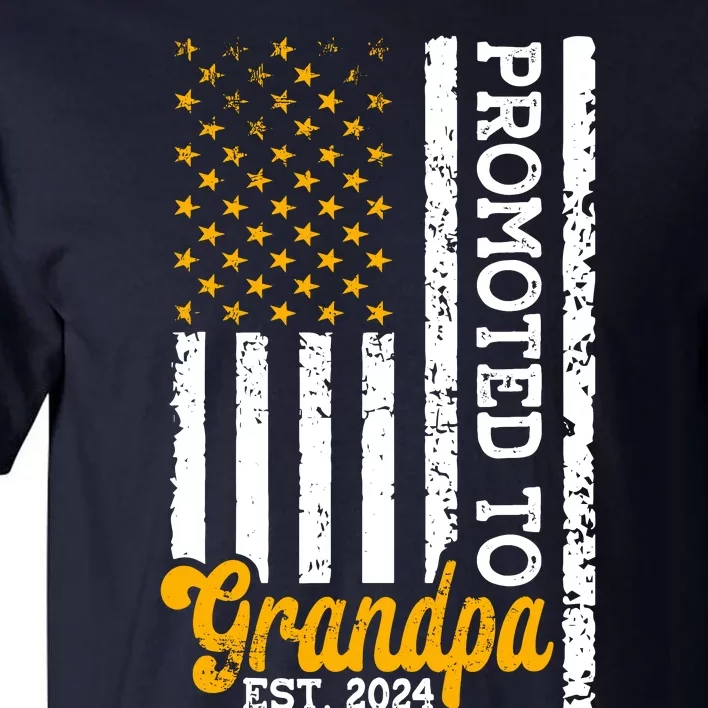 Promoted To Grandpa Est 2024 First Time Grandpa Patriotic Tall T-Shirt