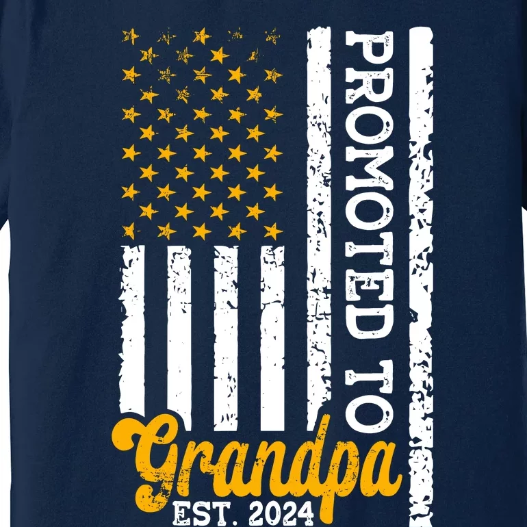 Promoted To Grandpa Est 2024 First Time Grandpa Patriotic Premium T-Shirt