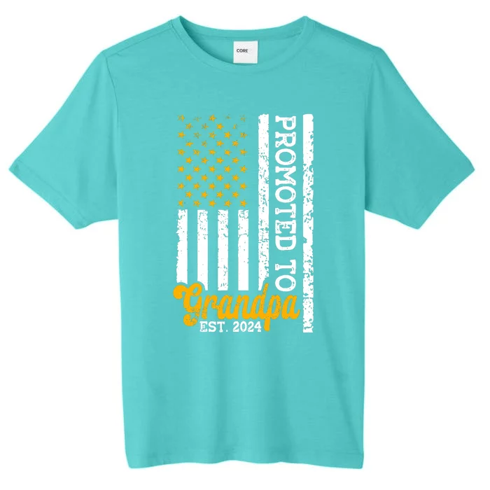 Promoted To Grandpa Est 2024 First Time Grandpa Patriotic ChromaSoft Performance T-Shirt