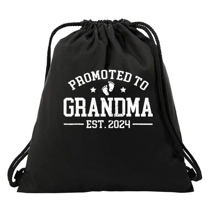 Promoted To Grandma Est 2024 Grandparents Baby Announcement Drawstring Bag