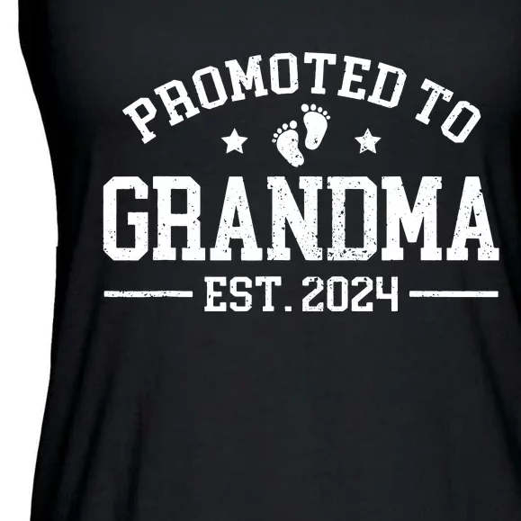 Promoted To Grandma Est 2024 Grandparents Baby Announcement Ladies Essential Flowy Tank