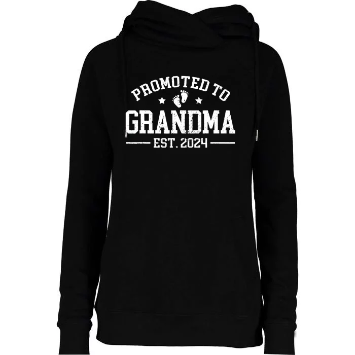 Promoted To Grandma Est 2024 Grandparents Baby Announcement Womens Funnel Neck Pullover Hood