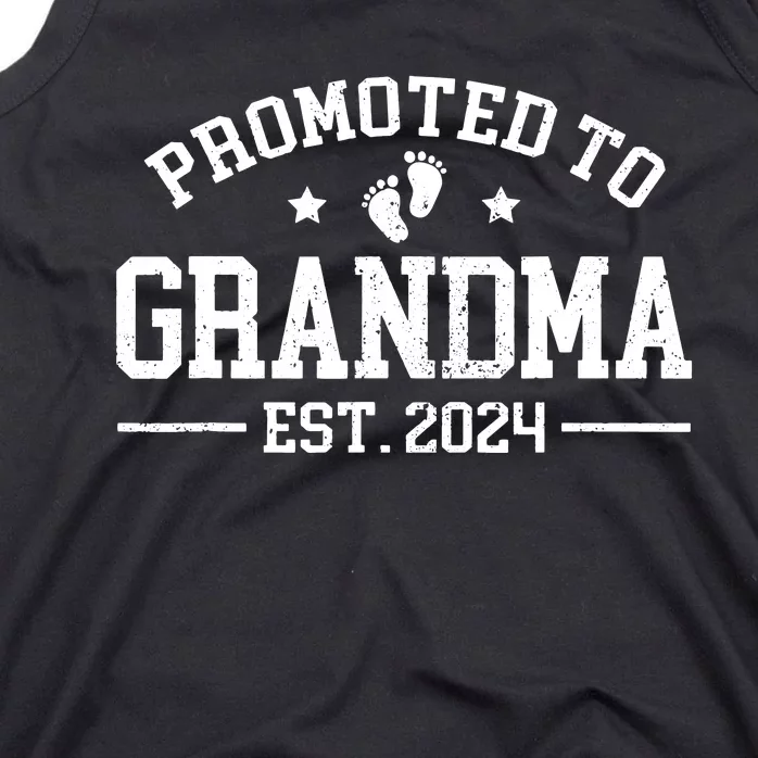 Promoted To Grandma Est 2024 Grandparents Baby Announcement Tank Top