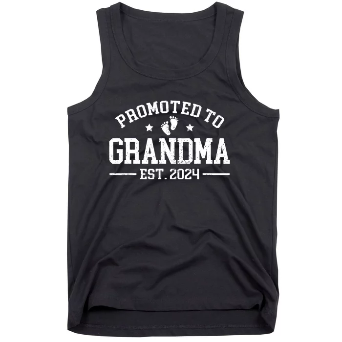 Promoted To Grandma Est 2024 Grandparents Baby Announcement Tank Top