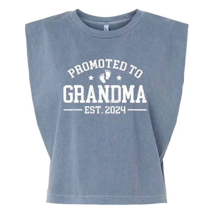 Promoted To Grandma Est 2024 Grandparents Baby Announcement Garment-Dyed Women's Muscle Tee