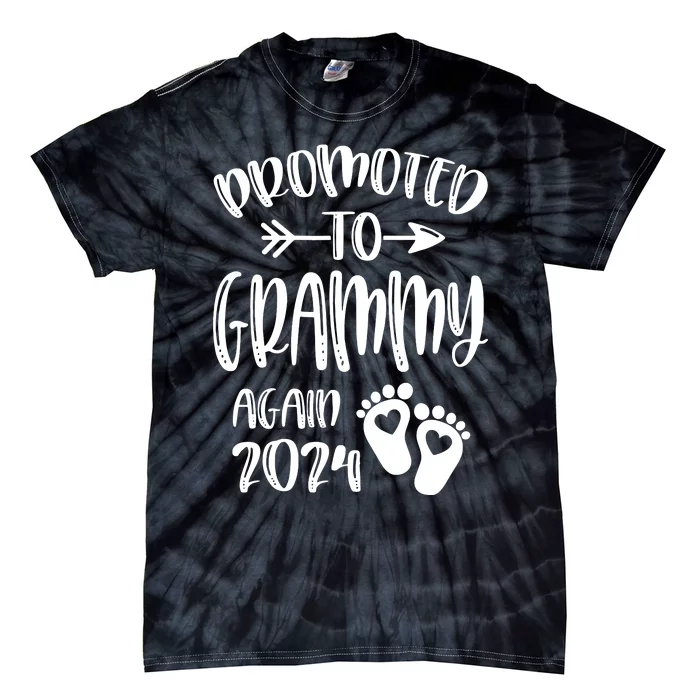 Promoted To Grammy Again 2024 Soon To Be Grandparents Again Tie-Dye T-Shirt