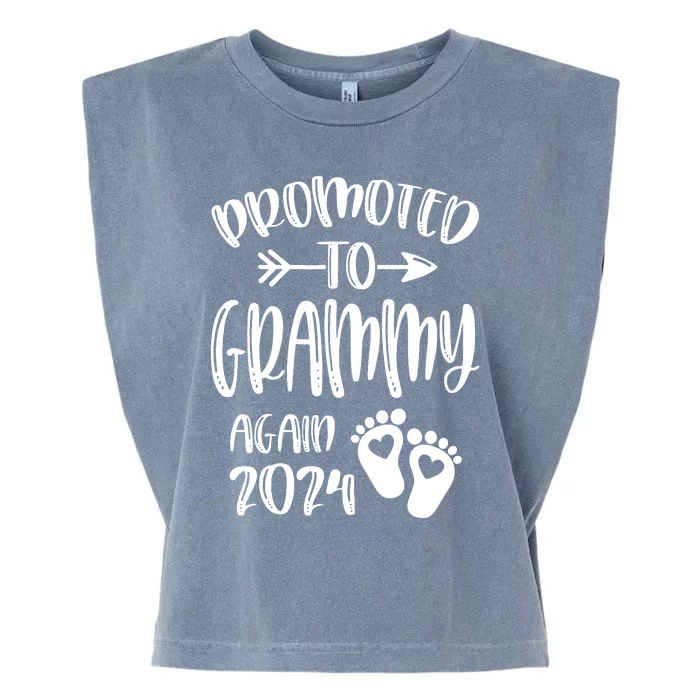 Promoted To Grammy Again 2024 Soon To Be Grandparents Again Garment-Dyed Women's Muscle Tee