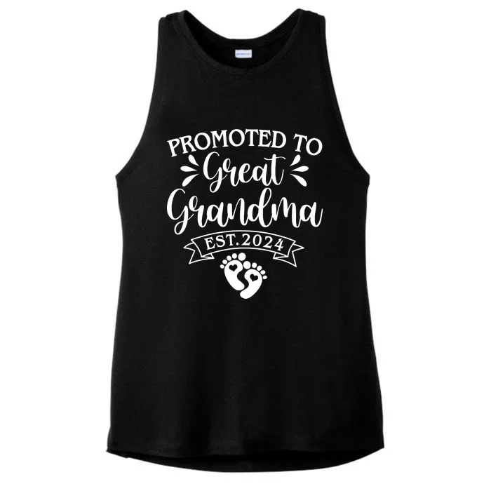 Promoted To Great Grandma Est 2024 Baby Announcement Ladies Tri-Blend Wicking Tank