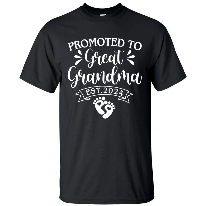 Promoted To Great Grandma Est 2024 Baby Announcement Tall T-Shirt