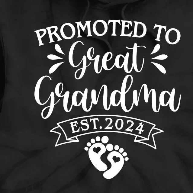 Promoted To Great Grandma Est 2024 Baby Announcement Tie Dye Hoodie