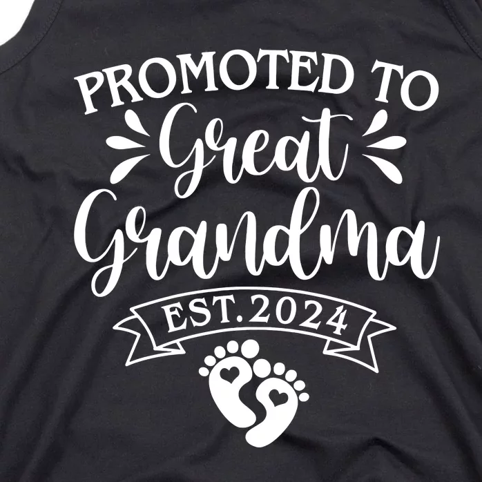 Promoted To Great Grandma Est 2024 Baby Announcement Tank Top