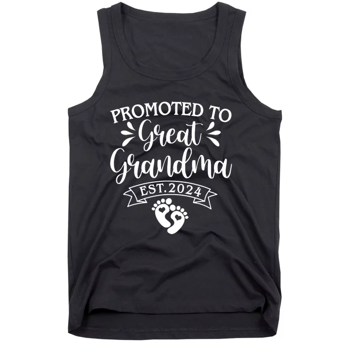 Promoted To Great Grandma Est 2024 Baby Announcement Tank Top