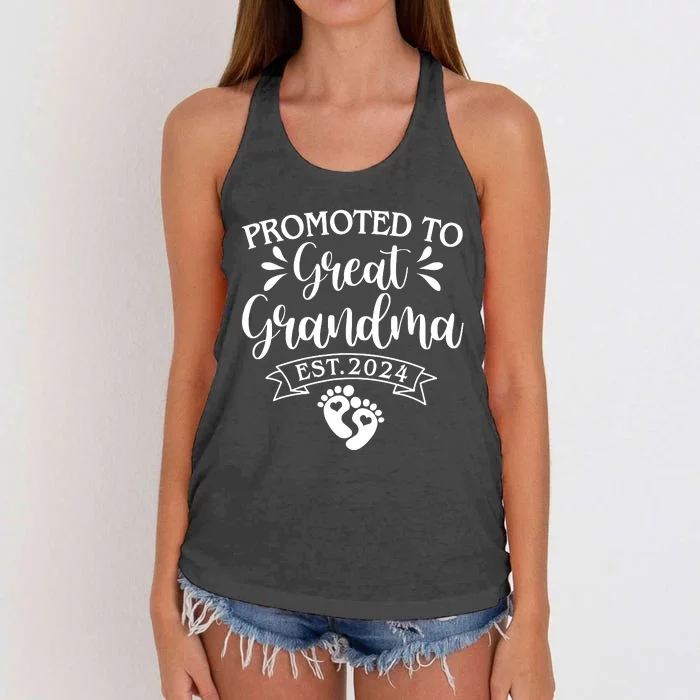 Promoted To Great Grandma Est 2024 Baby Announcement Women's Knotted Racerback Tank