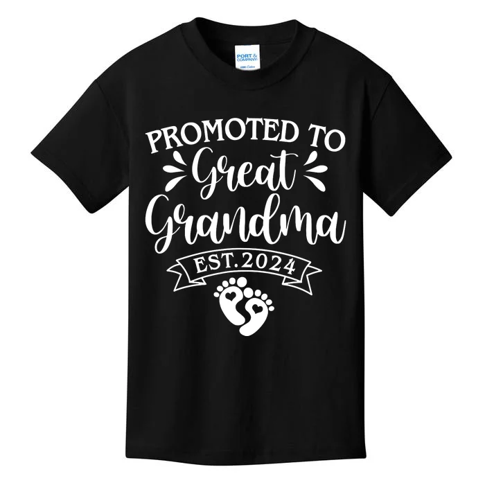 Promoted To Great Grandma Est 2024 Baby Announcement Kids T-Shirt