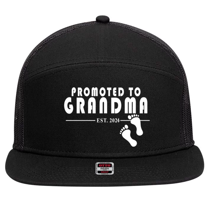 Promoted To Grandma Established 2024 7 Panel Mesh Trucker Snapback Hat