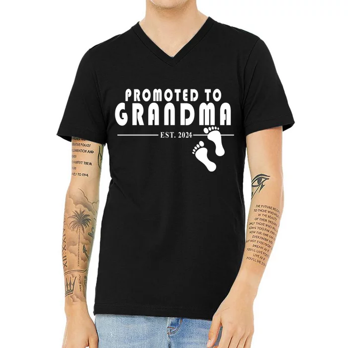 Promoted To Grandma Established 2024 V-Neck T-Shirt