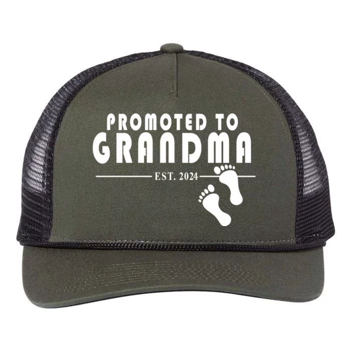 Promoted To Grandma Established 2024 Retro Rope Trucker Hat Cap