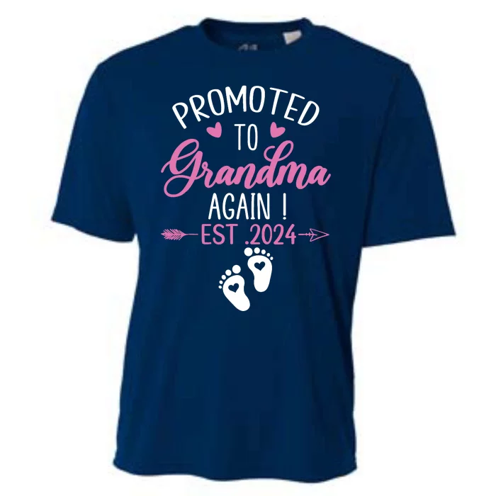 Promoted To Grandma 2024 Again Grandma Pregnancy Est 2024 Cooling Performance Crew T-Shirt